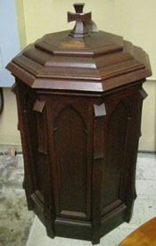 Antique Wooden Baptismal Font Fountain for Church