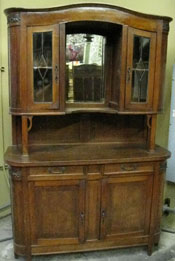 Antique Hutch Server Buffet w/ Beveled Glass & Mirror